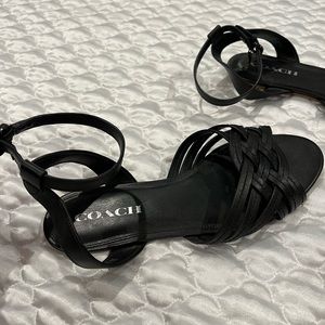 Coach braided leather sandals with ankle strap
